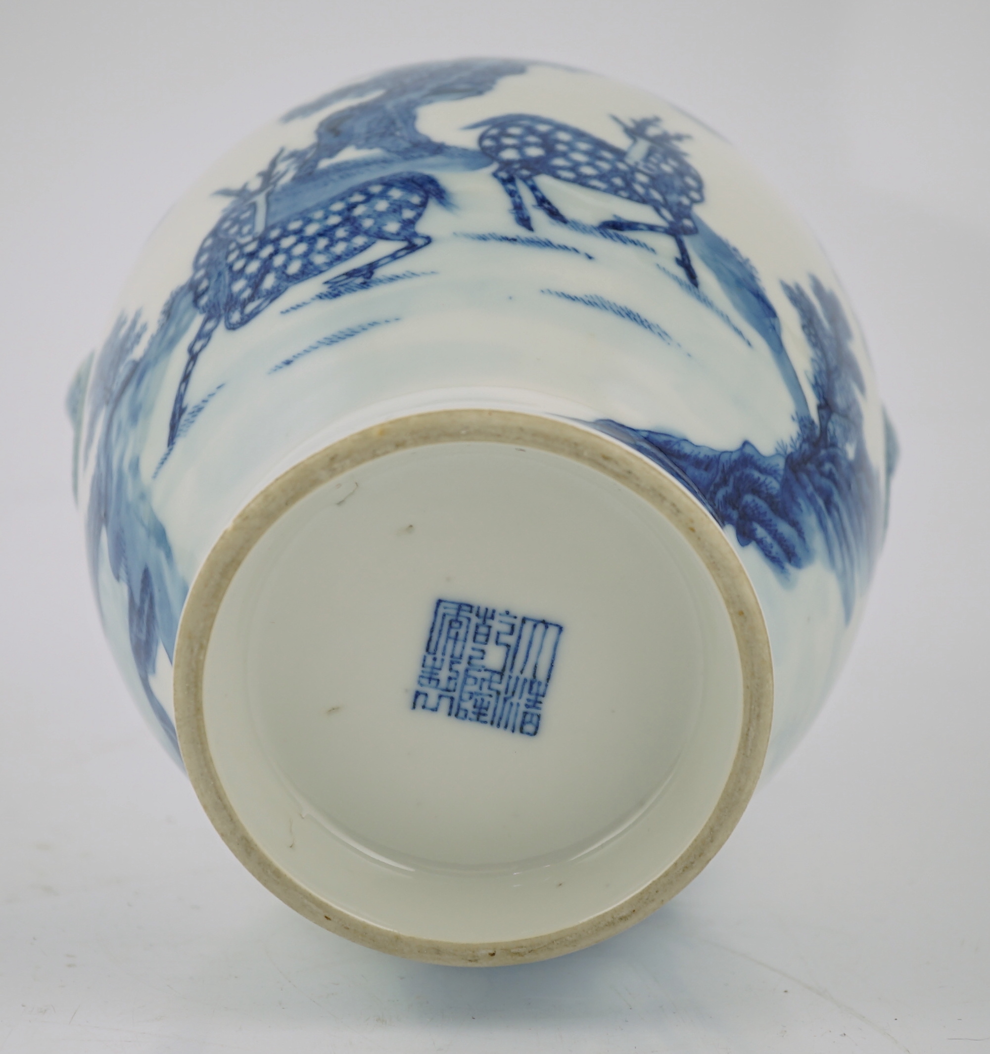 A Chinese blue and white ‘deer and pine’ vase, Qianlong seal mark but Republic period